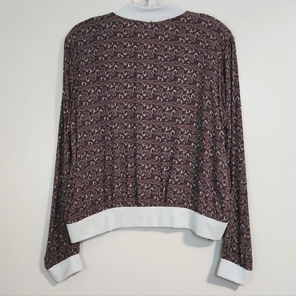 New Collection Brown/Burgundy/Navy Paisley Lightweight Bomber Jacket, OS ~ EUC - Picture 3 of 10